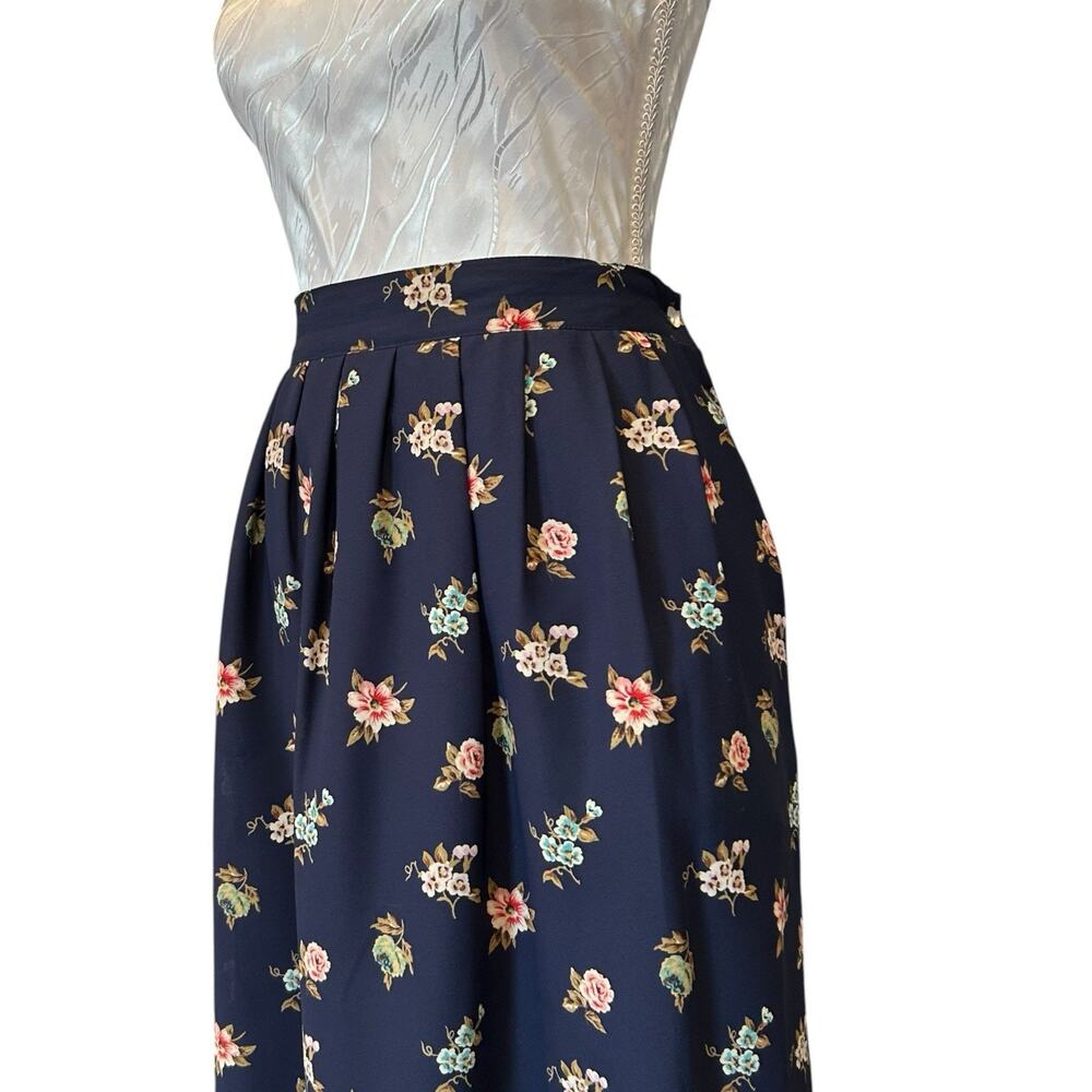 Leslie Fay Navy Floral Border Midi Skirt 16P Coastal Chic - Picture 14 of 14